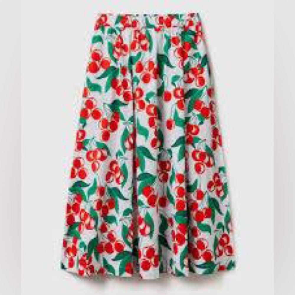 Benetton Cherry Print Set Crop Top & Midi Skirt – Size S - Picture 3 of 15